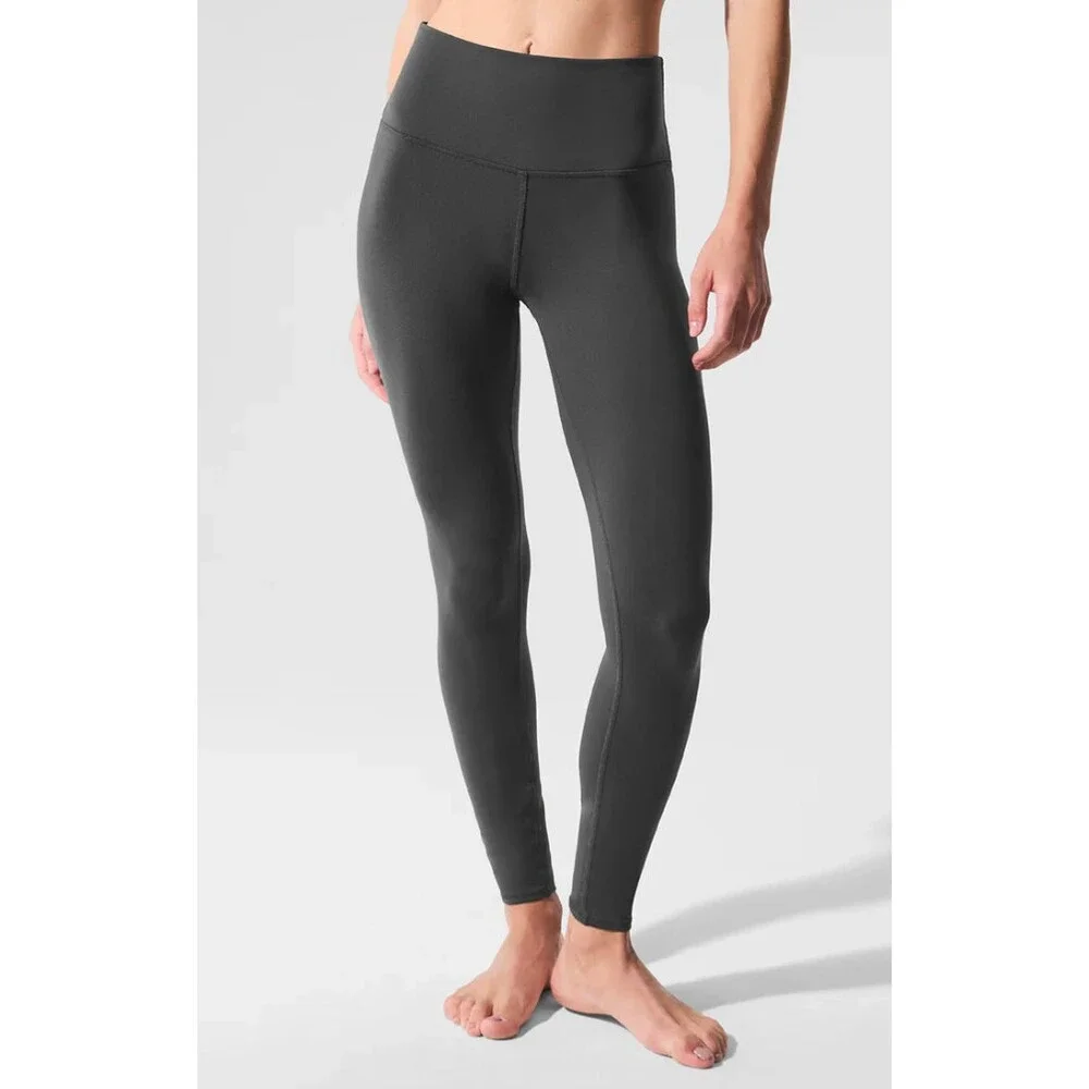Alo Yoga High-Waist Airbrush Legging in Anthracite Gray Full Length Size Medium